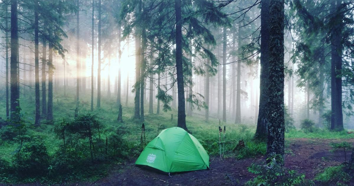 Matelas gonflable épais sur un sol forestier