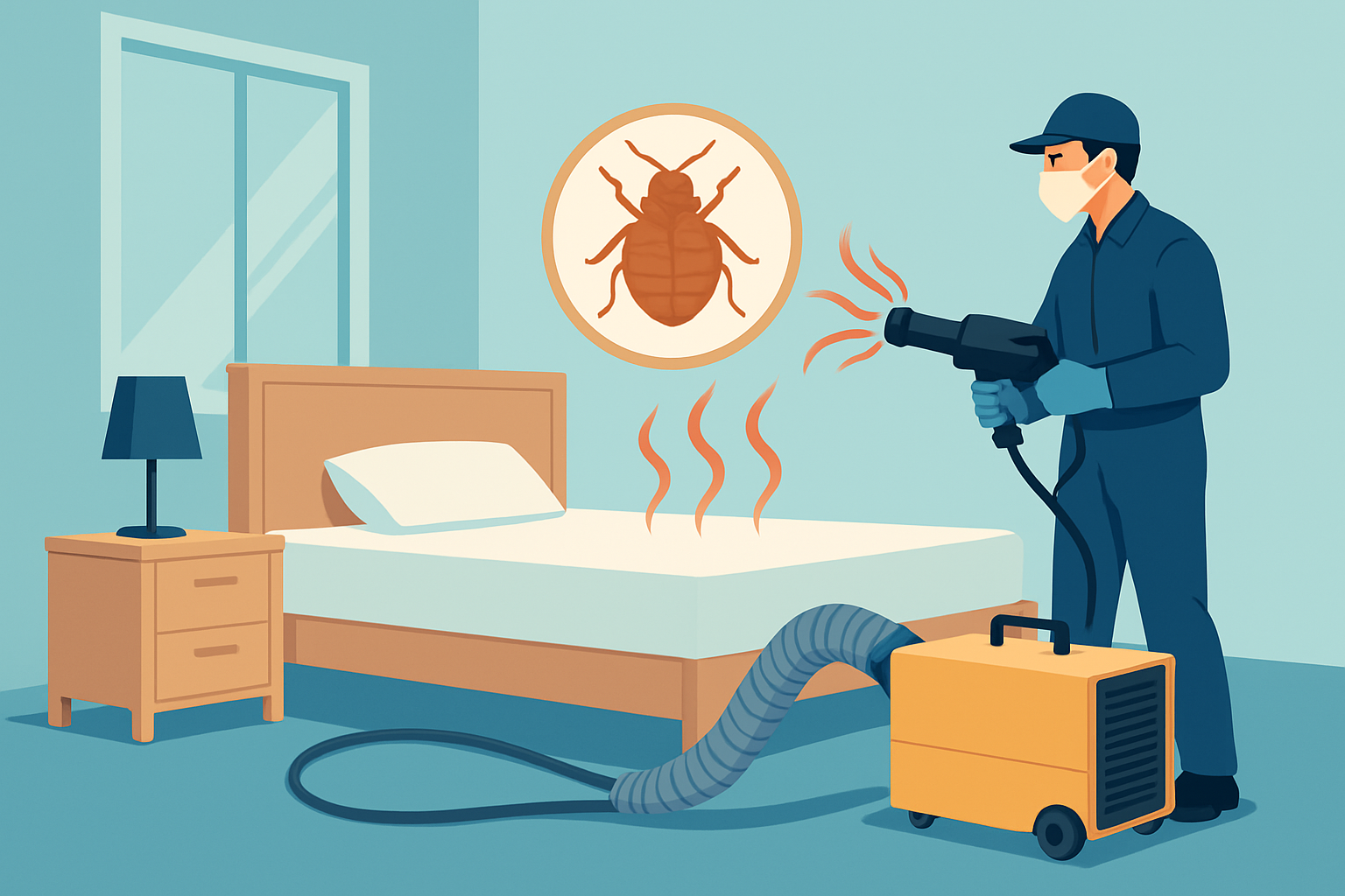 Traitement thermique efficace pour éliminer les punaises de lit dans une chambre infestée