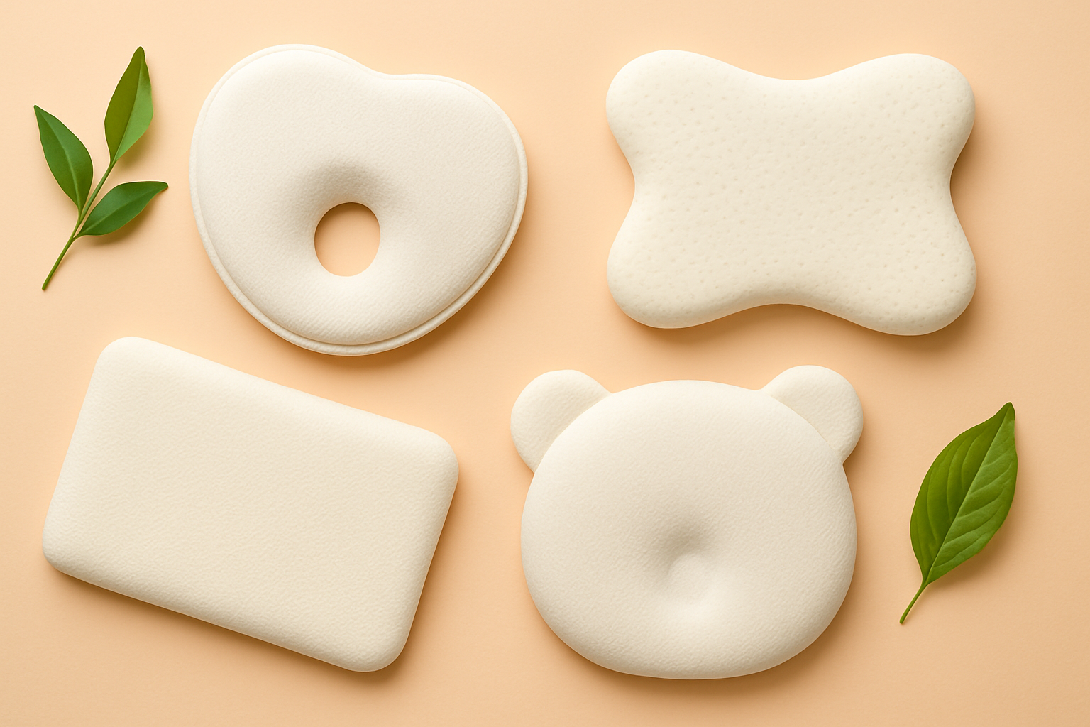 Comparaison visuelle des différentes formes de coussins pour bébé adaptées au confort et à la santé posturale