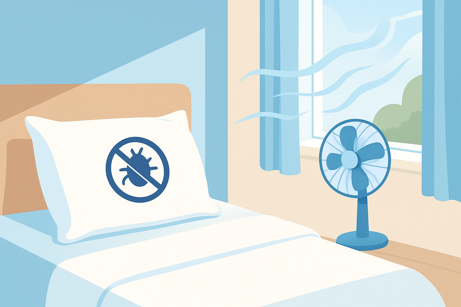 Oreiller anti acarien bien entretenu dans un environnement aéré et propre pour un sommeil réparateur.