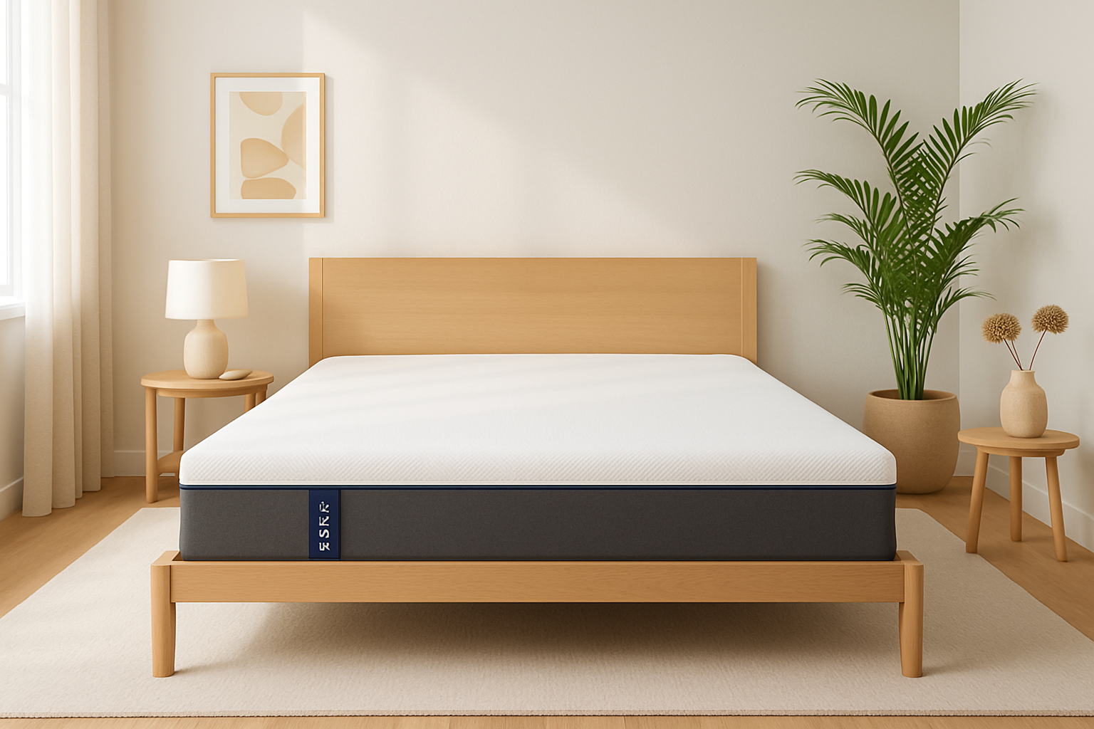 Le matelas Emma 160x200 installé dans une chambre moderne, mettant en évidence son design élégant et confortable.