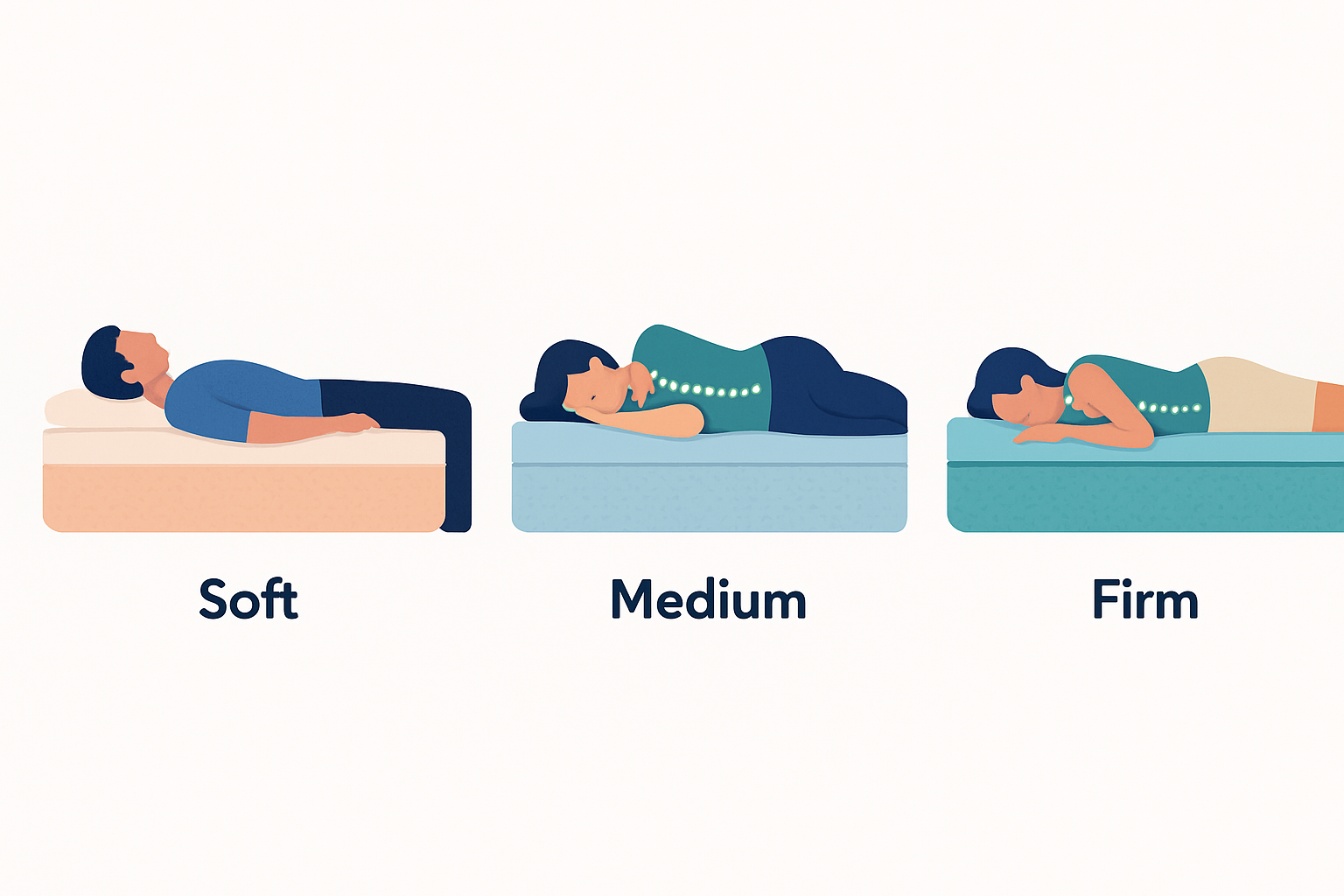 Schéma représentant le choix de la fermeté du matelas en fonction des positions de sommeil et de la morphologie