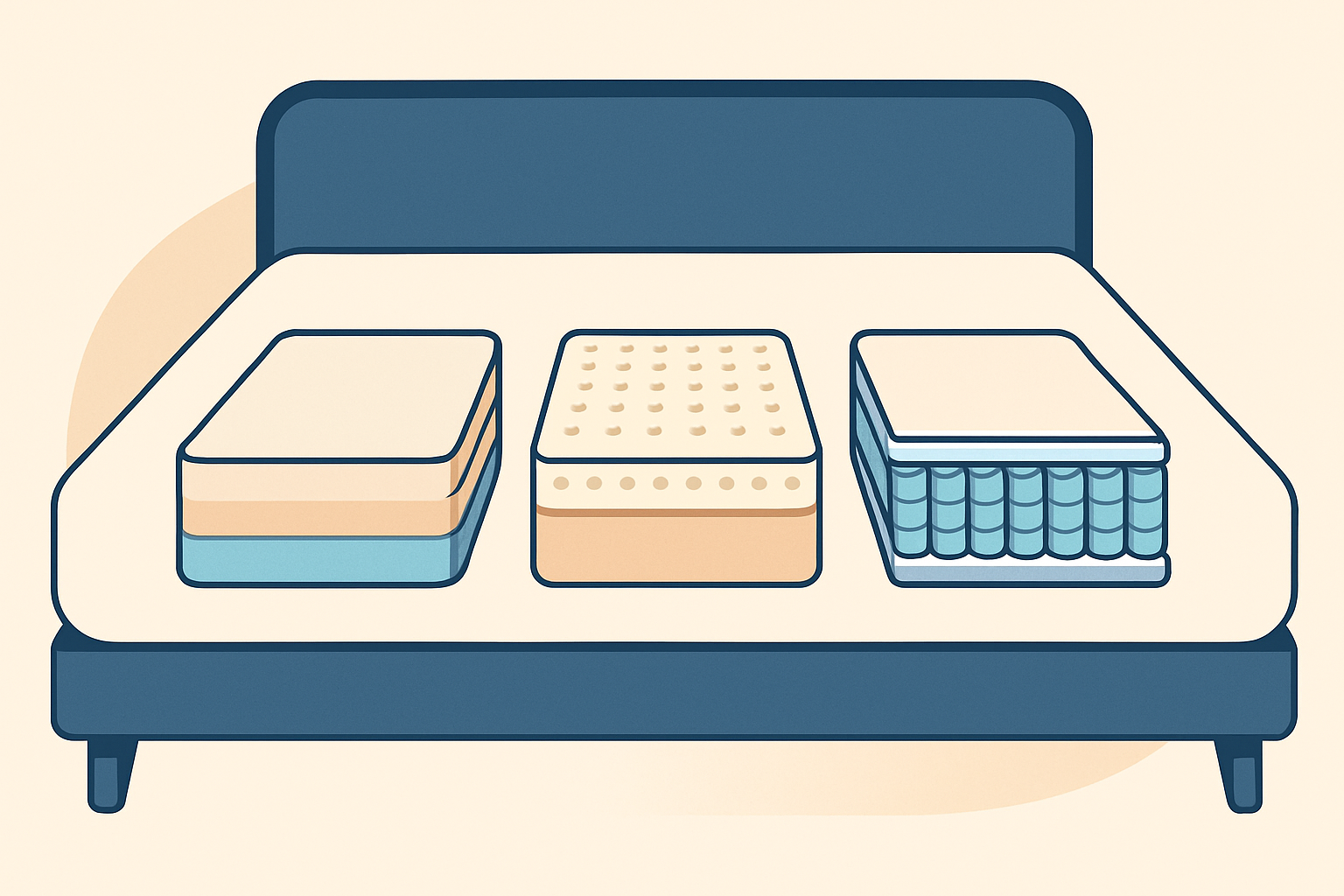 Comparaison visuelle entre les différents types de matelas adaptés au lit 180x200