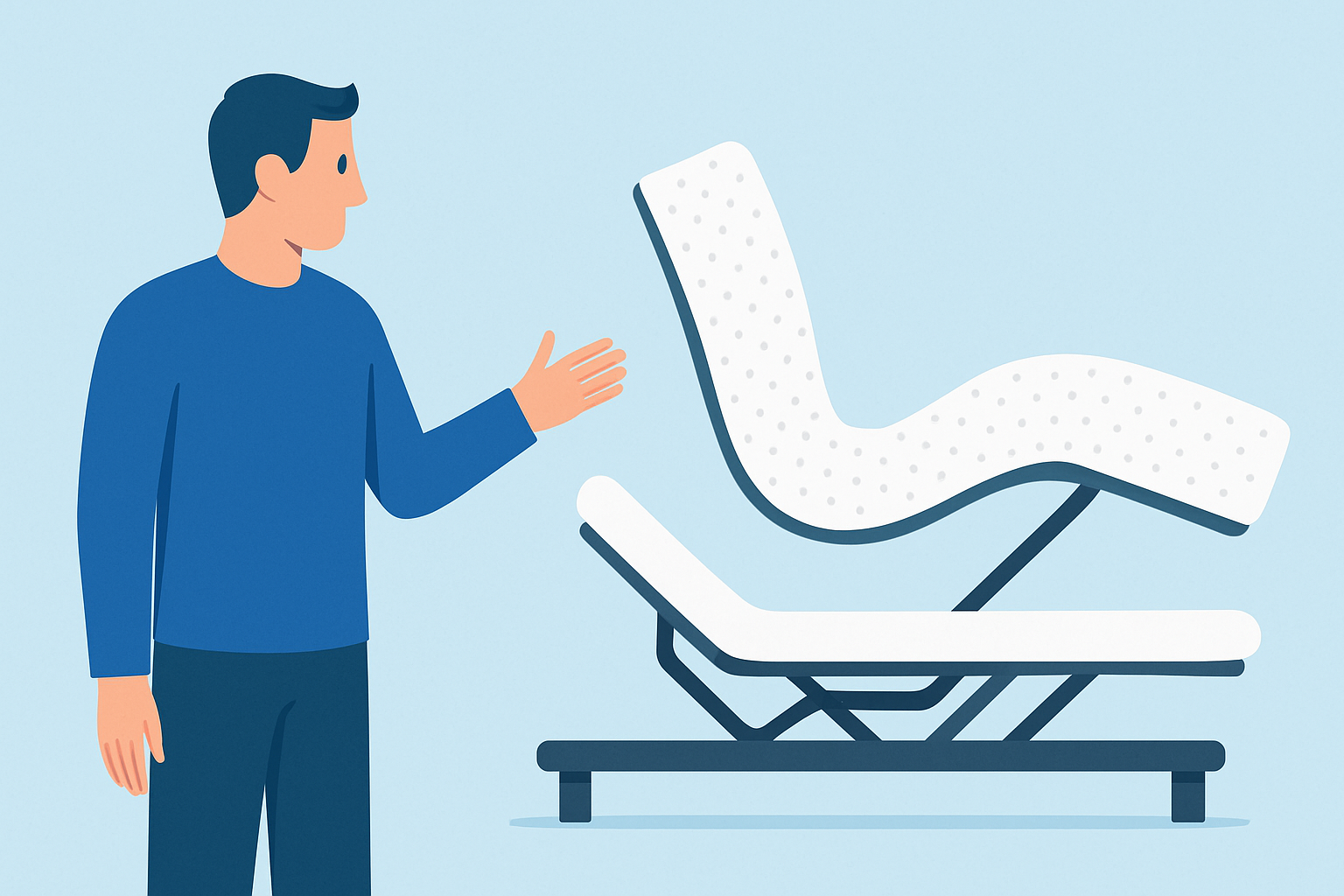 Illustration montrant la flexibilité essentielle d’un matelas compatible avec un lit électrique articulé.