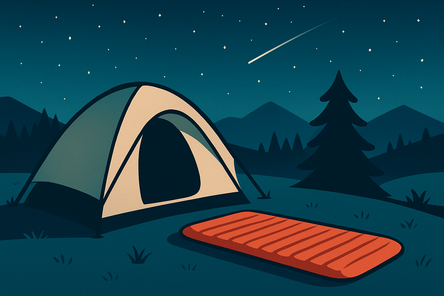 Matelas Thermarest installé dans un environnement naturel, illustrant son usage en camping