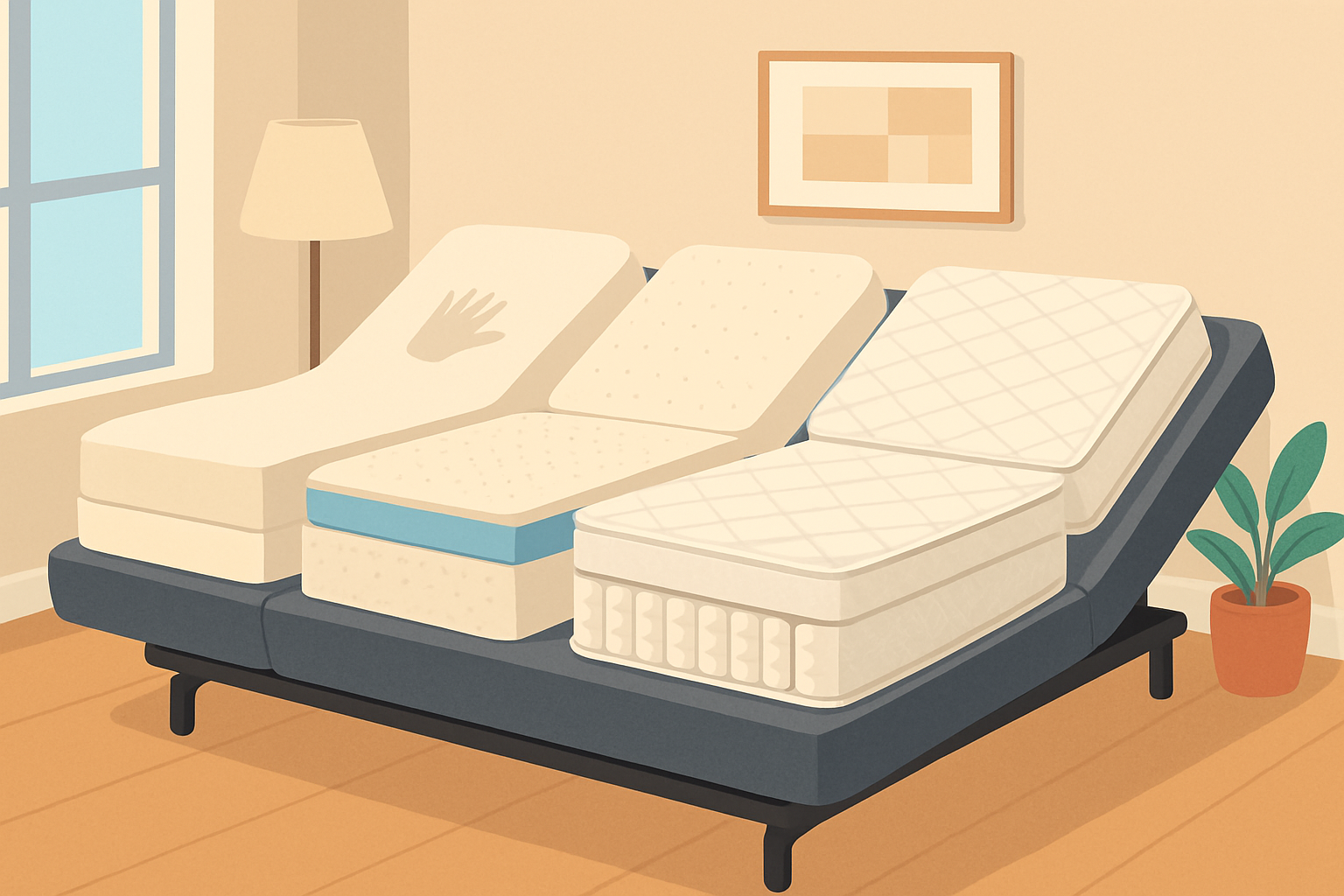 Comparaison visuelle des différents types de matelas adaptés aux lits articulés 2x80x200.