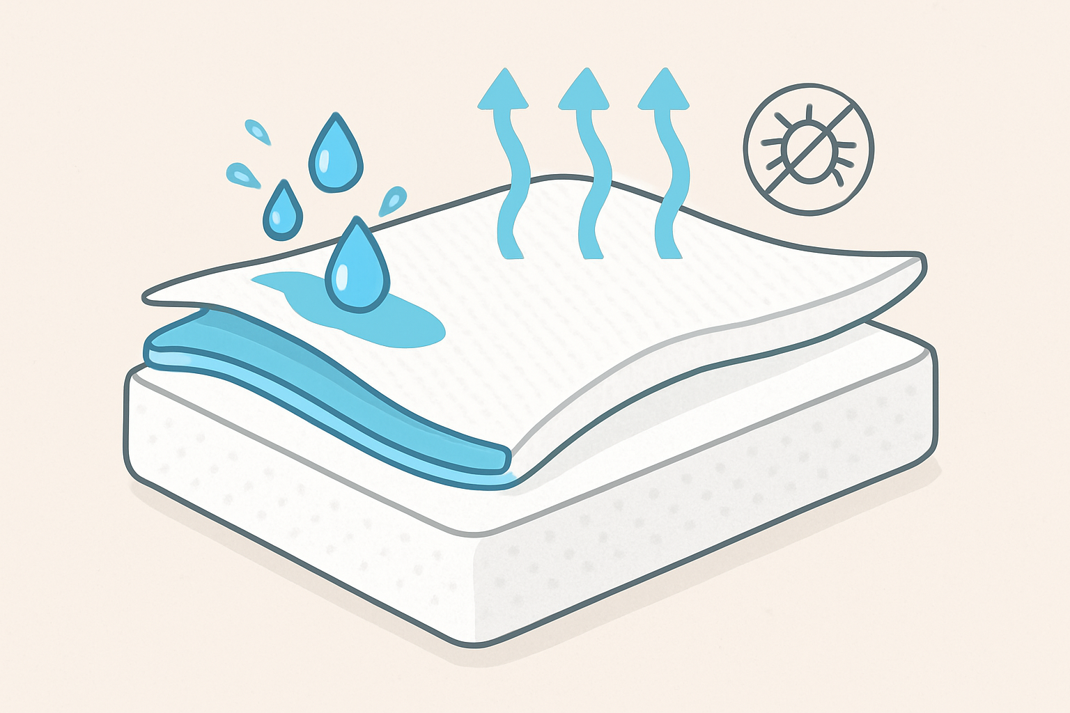 Illustration des différents types de protection pour matelas avec leurs propriétés techniques